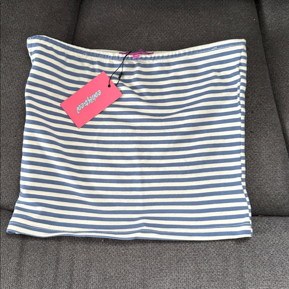 Edikted Navy and White Striped Tube Top